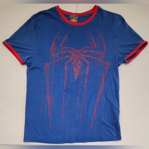 Marvel Sony The Amazing Spider-Man Movie Blue Small Cotton Ringer T-shirt - Picture 1 of 1
